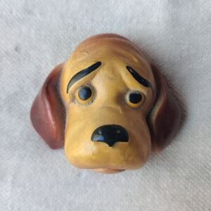 VTG Sad Hound Head 3D Wall Hanging Chalkware Plaster 2.5" x 3" 50s Cartoon Face